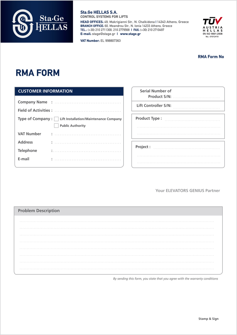 RMA form